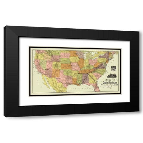 Great Kennesaw Railroad Route - Matthews 1890 Black Modern Wood Framed Art Print with Double Matting by Matthews