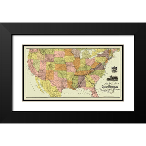 Great Kennesaw Railroad Route - Matthews 1890 Black Modern Wood Framed Art Print with Double Matting by Matthews