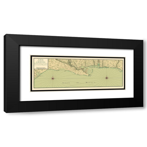 Gulf Coast Nautical Map - 1732 Black Modern Wood Framed Art Print with Double Matting by Unknown