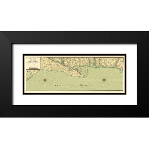 Gulf Coast Nautical Map - 1732 Black Modern Wood Framed Art Print with Double Matting by Unknown