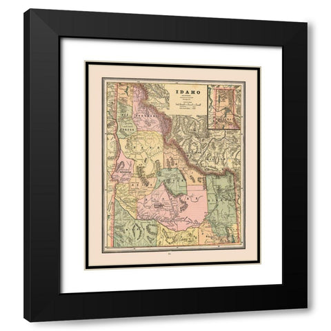 Idaho, United States - Cram 1888 Black Modern Wood Framed Art Print with Double Matting by Cram