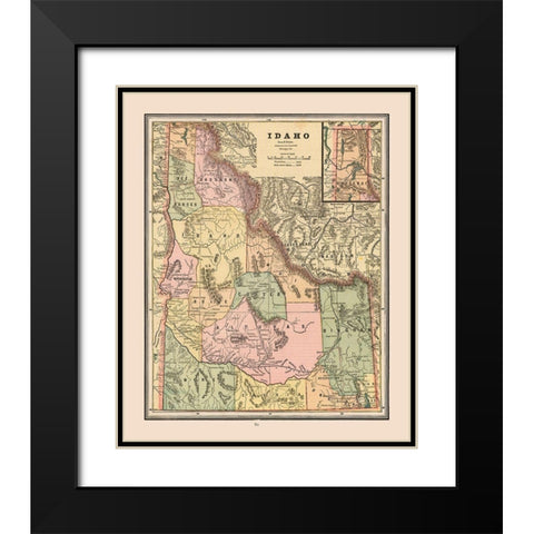 Idaho, United States - Cram 1888 Black Modern Wood Framed Art Print with Double Matting by Cram