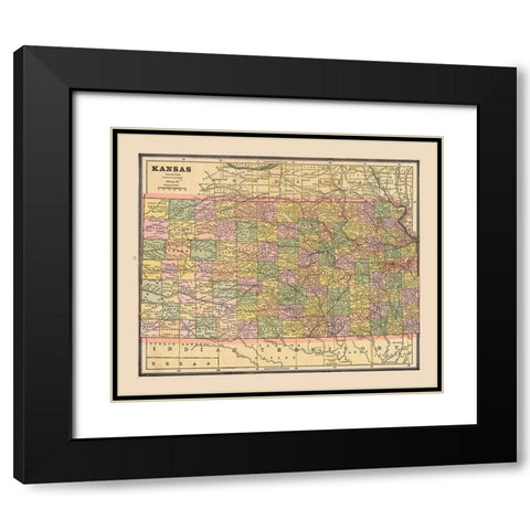 Kansas - Cram 1888 Black Modern Wood Framed Art Print with Double Matting by Cram