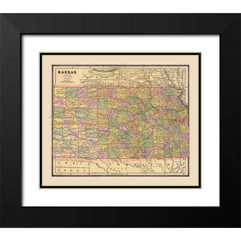Kansas - Cram 1888 Black Modern Wood Framed Art Print with Double Matting by Cram