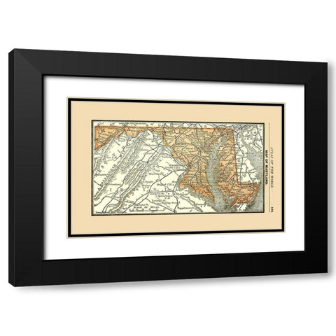 Maryland - Alden 1886 Black Modern Wood Framed Art Print with Double Matting by Alden