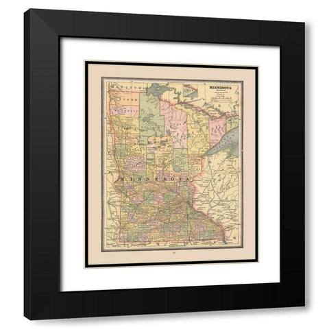 Minnesota, United States - Cram 1888 Black Modern Wood Framed Art Print with Double Matting by Cram