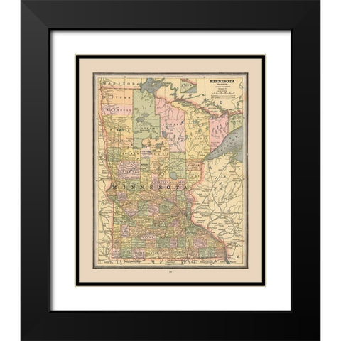 Minnesota, United States - Cram 1888 Black Modern Wood Framed Art Print with Double Matting by Cram
