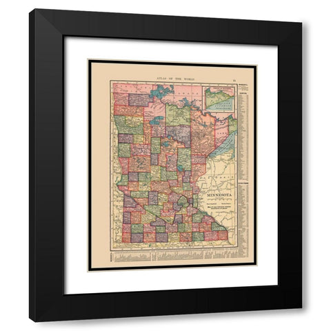 Minnesota - Hammond 1910 Black Modern Wood Framed Art Print with Double Matting by Hammond