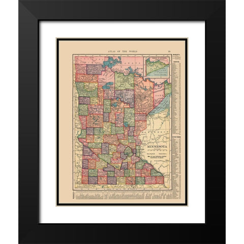 Minnesota - Hammond 1910 Black Modern Wood Framed Art Print with Double Matting by Hammond