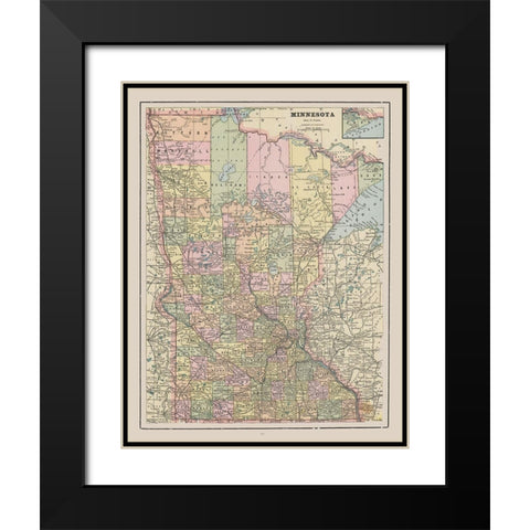 Minnesota - Cram 1892 Black Modern Wood Framed Art Print with Double Matting by Cram