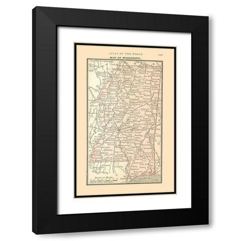 Mississippi - Alden 1886 Black Modern Wood Framed Art Print with Double Matting by Alden