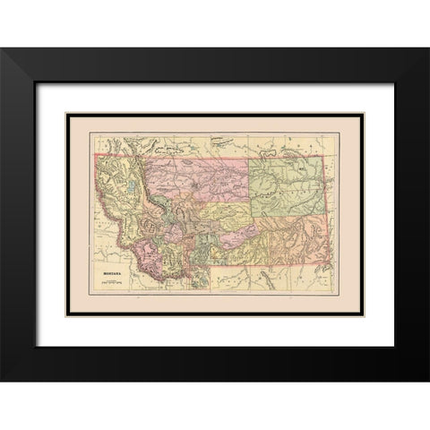 Montana - Cram 1892 Black Modern Wood Framed Art Print with Double Matting by Cram