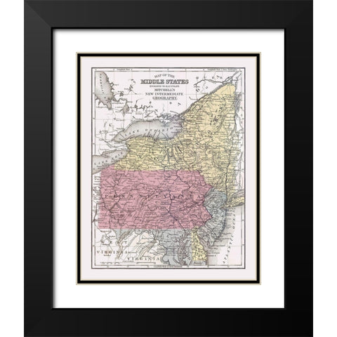 Middle States - Mitchell 1877 Black Modern Wood Framed Art Print with Double Matting by Mitchell