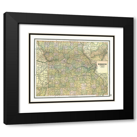Missouri - Johnson 1888 Black Modern Wood Framed Art Print with Double Matting by Johnson
