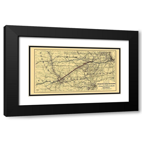 Chicago and Southwestern Railway - Colton 1869 Black Modern Wood Framed Art Print with Double Matting by Colton