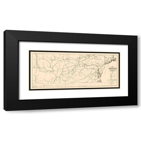 Pennsylvania, Seaboard to Western States 1851 Black Modern Wood Framed Art Print with Double Matting by Kuhl