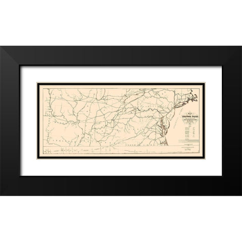 Pennsylvania, Seaboard to Western States 1851 Black Modern Wood Framed Art Print with Double Matting by Kuhl