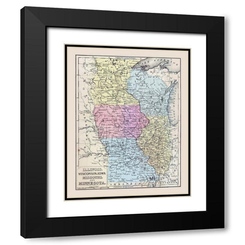 Midwestern United States - Mitchell 1877 Black Modern Wood Framed Art Print with Double Matting by Mitchell