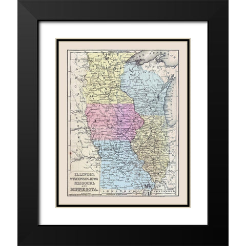 Midwestern United States - Mitchell 1877 Black Modern Wood Framed Art Print with Double Matting by Mitchell