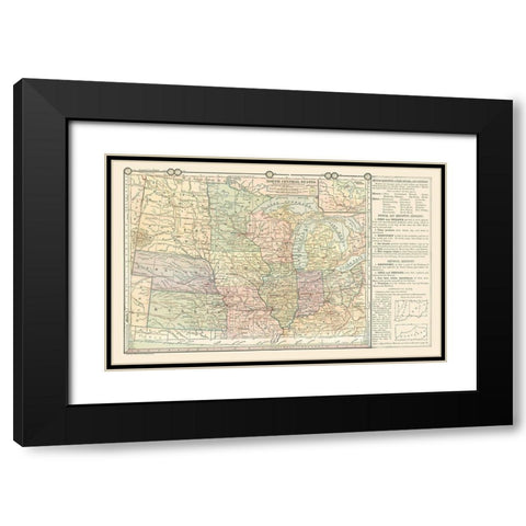 North Central States - Monteith 1882 Black Modern Wood Framed Art Print with Double Matting by Monteith