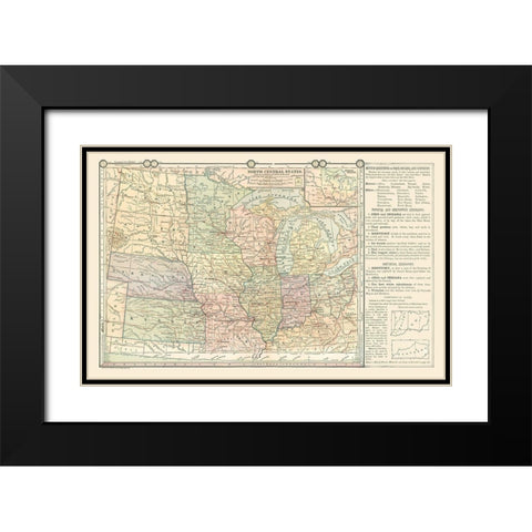 North Central States - Monteith 1882 Black Modern Wood Framed Art Print with Double Matting by Monteith