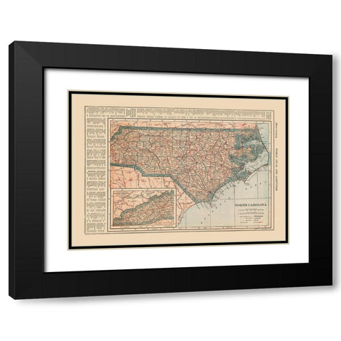 North Carolina - Reynold 1921 Black Modern Wood Framed Art Print with Double Matting by Reynold