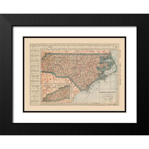 North Carolina - Reynold 1921 Black Modern Wood Framed Art Print with Double Matting by Reynold