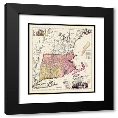 New England, Massachusetts Bay, New Hampshire Black Modern Wood Framed Art Print with Double Matting by Unknown
