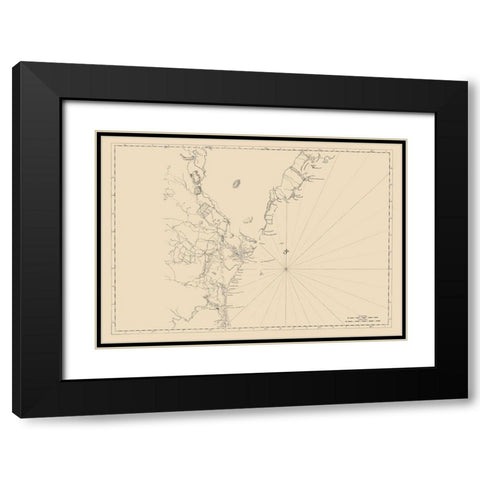 New England Coast - 1776 Black Modern Wood Framed Art Print with Double Matting by Unknown