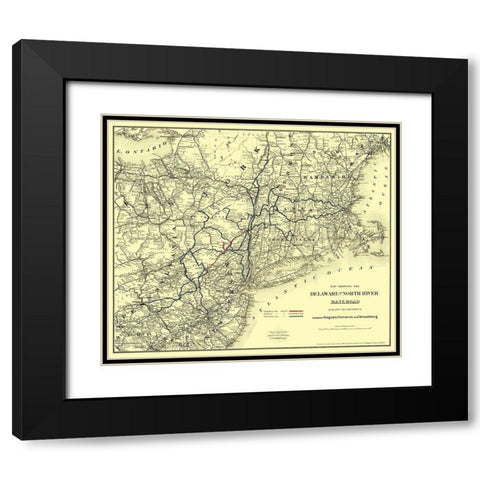Delaware and North River Railroad - Colton 1890 Black Modern Wood Framed Art Print with Double Matting by Colton