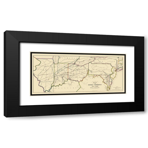 Evansville and Crawfordsville Railroad 1850 Black Modern Wood Framed Art Print with Double Matting by Lellan