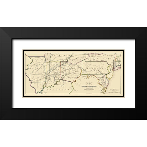 Evansville and Crawfordsville Railroad 1850 Black Modern Wood Framed Art Print with Double Matting by Lellan