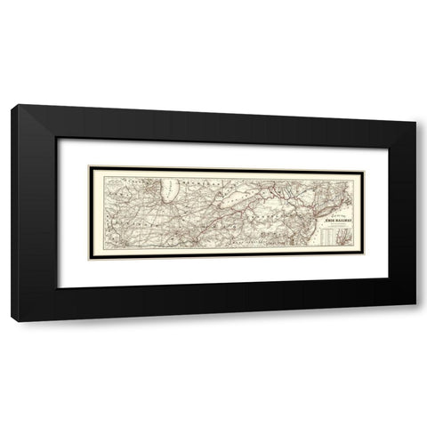 Erie Railway with Connections - Colton 1869 Black Modern Wood Framed Art Print with Double Matting by Colton