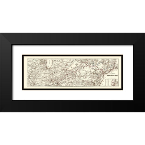 Erie Railway with Connections - Colton 1869 Black Modern Wood Framed Art Print with Double Matting by Colton