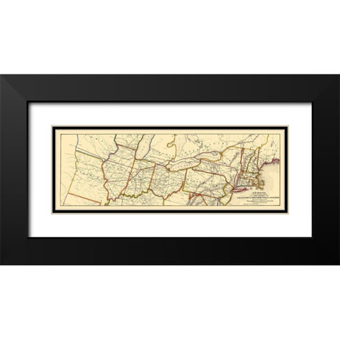 Logansport and Northern Indiana Railroad 1854 Black Modern Wood Framed Art Print with Double Matting by McLellan