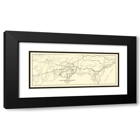 Ohio and Pennsylvania Railroad - Schuchman 1850 Black Modern Wood Framed Art Print with Double Matting by Schuchman