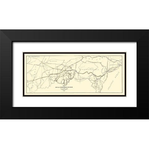 Ohio and Pennsylvania Railroad - Schuchman 1850 Black Modern Wood Framed Art Print with Double Matting by Schuchman