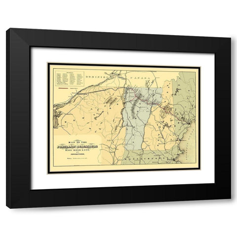 Portland and Ogdensburg Railroad - Hatch 1850 Black Modern Wood Framed Art Print with Double Matting by Hatch