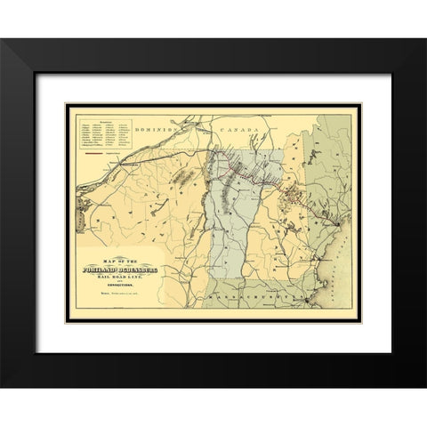 Portland and Ogdensburg Railroad - Hatch 1850 Black Modern Wood Framed Art Print with Double Matting by Hatch