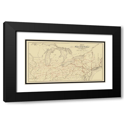 Sunbury and Erie Railroad - Sibell 1850 Black Modern Wood Framed Art Print with Double Matting by Sibell