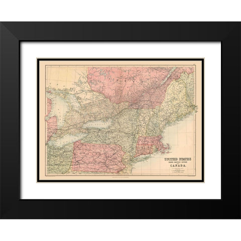 North Eastern US, Canada - Black 1867 Black Modern Wood Framed Art Print with Double Matting by Black