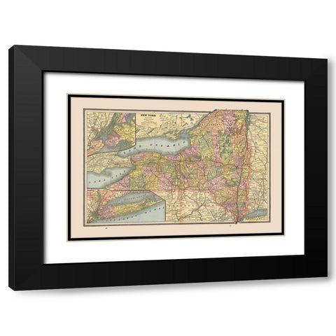 New York, United States - Cram 1888 Black Modern Wood Framed Art Print with Double Matting by Cram