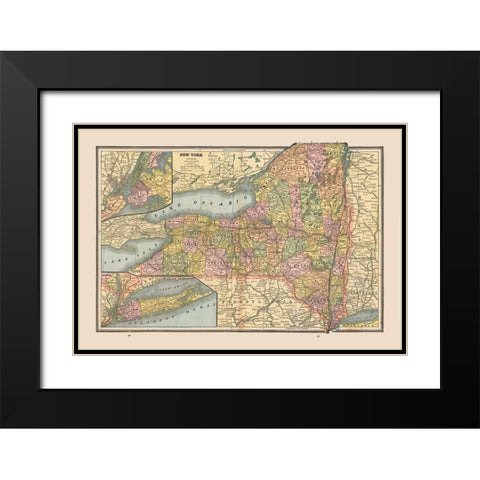 New York, United States - Cram 1888 Black Modern Wood Framed Art Print with Double Matting by Cram