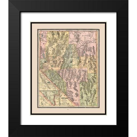 Nevada, United States - Cram 1888 Black Modern Wood Framed Art Print with Double Matting by Cram