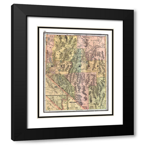 Nevada - Johnson 1888 Black Modern Wood Framed Art Print with Double Matting by Johnson