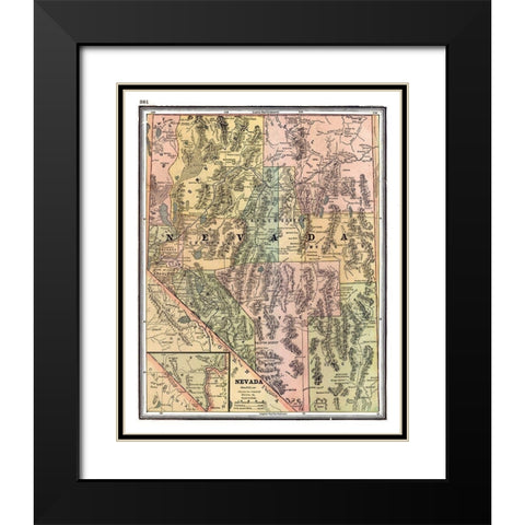 Nevada - Johnson 1888 Black Modern Wood Framed Art Print with Double Matting by Johnson