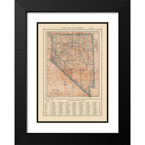 Nevada - Reynold 1921 Black Modern Wood Framed Art Print with Double Matting by Reynold