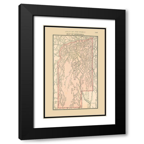 Nebraska - Alden 1886 Black Modern Wood Framed Art Print with Double Matting by Alden