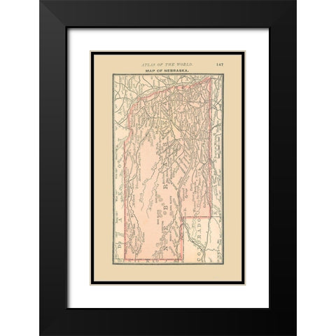 Nebraska - Alden 1886 Black Modern Wood Framed Art Print with Double Matting by Alden