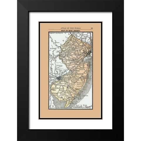 New Jersey - Alden 1886 Black Modern Wood Framed Art Print with Double Matting by Alden